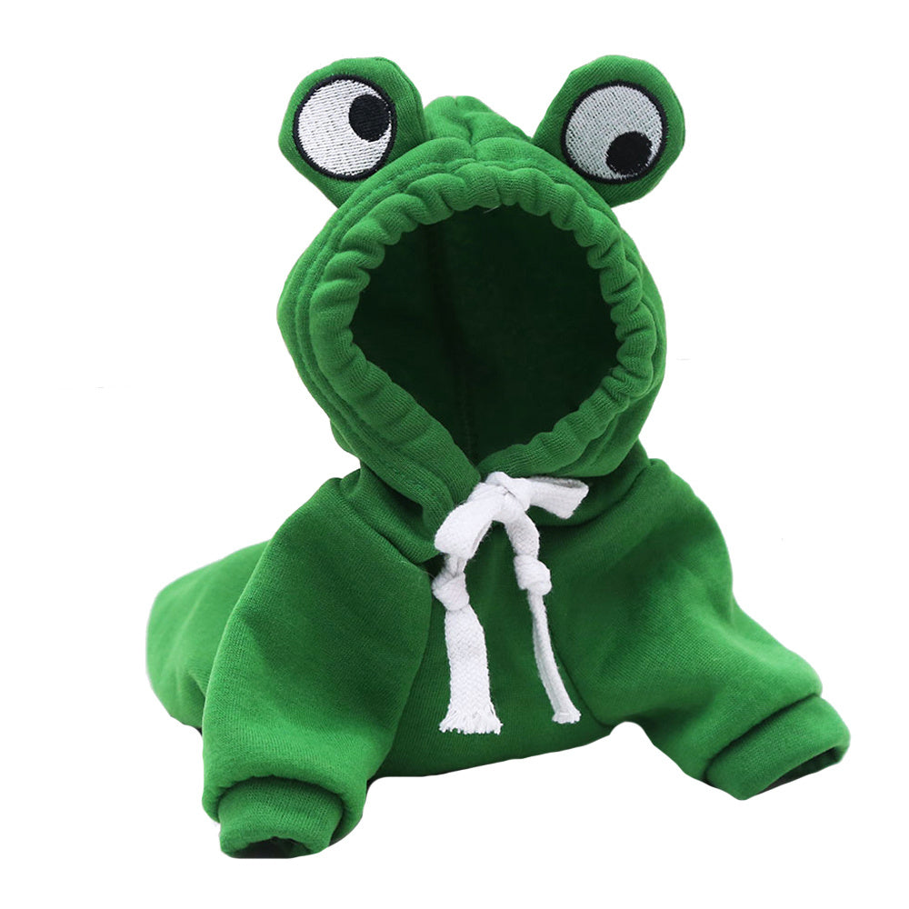 Hilarious Halloween: Soft Warm Frog Cosplay Pet Hoodie for Small Dogs and Cats.