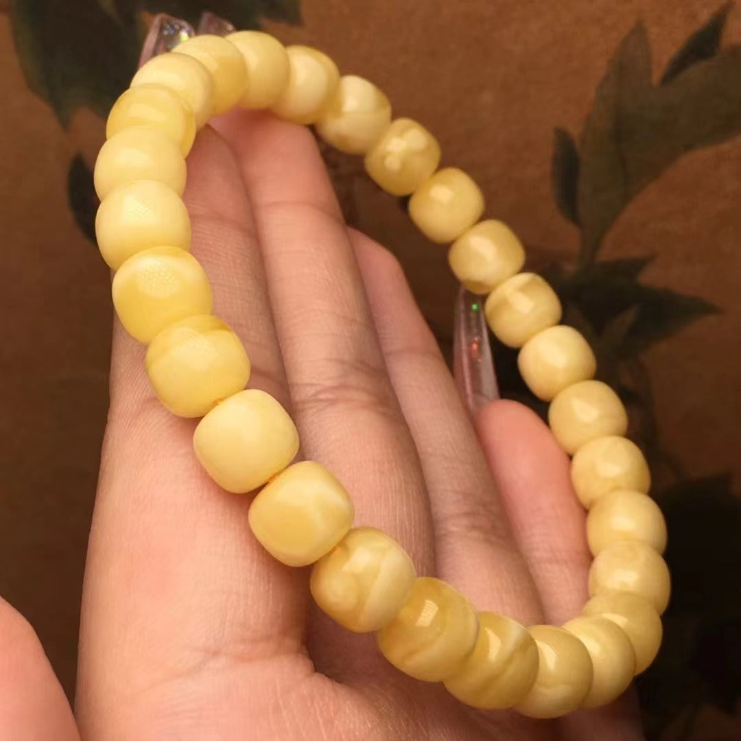 Natural Beeswax Old Yellow Chicken Grease Wax Bracelet – Rich & Full Single Circle Ornament