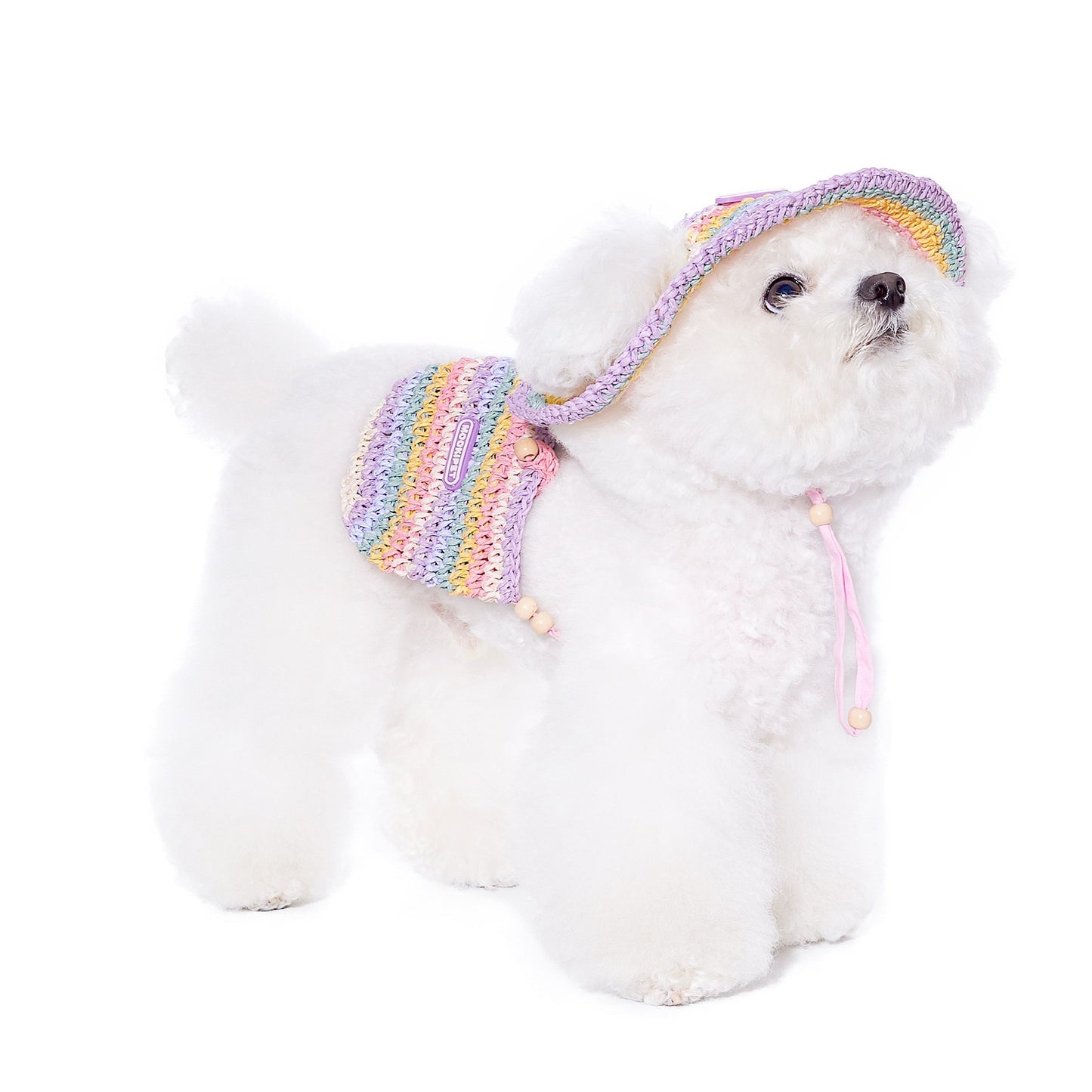 Woven Pet Sun Hat Bag, Summer Vacation-Style Travel Accessory for Small Dogs & Cats