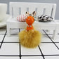 Sitting Long-Ear Bunny Hairy Ball Keychain, Faux Rabbit/Fox Fur Acrylic Pendant