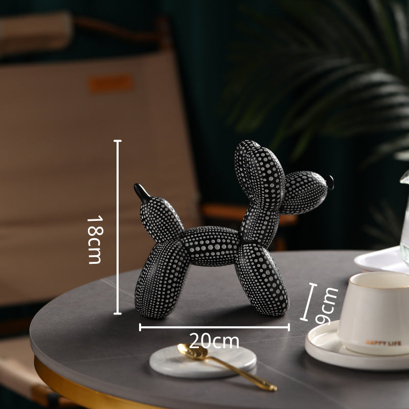 Cute Polka Dot Balloon Dog Ornament, European Modern Resin Home Decoration (18×20×9 cm)