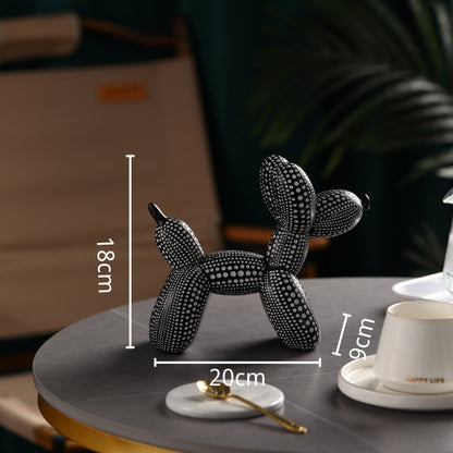 Cute Polka Dot Balloon Dog Ornament, European Modern Resin Home Decoration (18×20×9 cm)