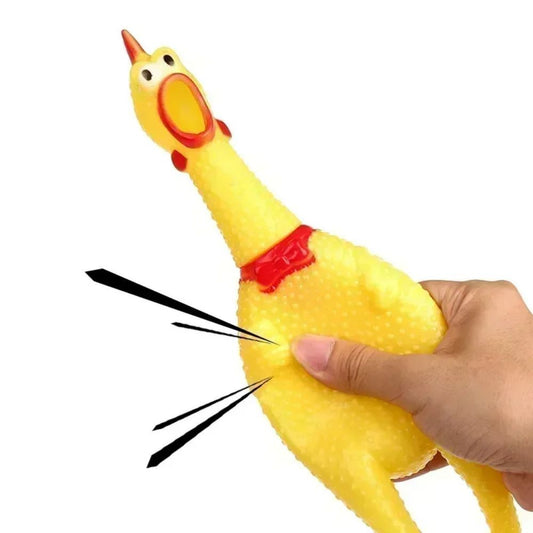 Pet Dog Squeak Toy – Screaming Chicken Rubber Chew Toy (Durable Yellow Exhaust Chicken)