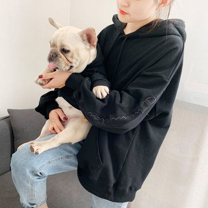 Tide Brand Plus Velvet Parent–Child Dog Costume, Three-Person Matching Outfit (Male Style)