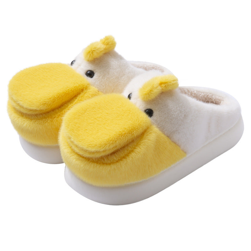 Maximized Warmth: Big Mouth Duck Fleece-Lined Home Indoor Cotton Slippers (Thick Bottom).
