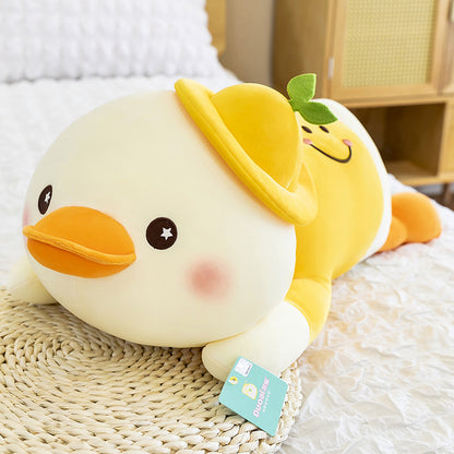 Pure Joy: Cartoon Smiling Little Yellow Duck Plush Doll (Down Cotton, Sitting & Lying Styles).