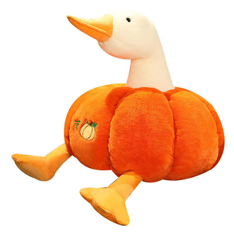 Creative Funny Pumpkin Duck Plush Doll – Soft Stuffed Toy in Multiple Sizes