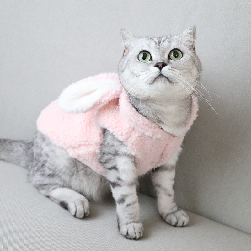 Cute Bunny Costume Vest, Fluffy Bunny-Ear Winter Vest for Pets (Autumn & Winter)