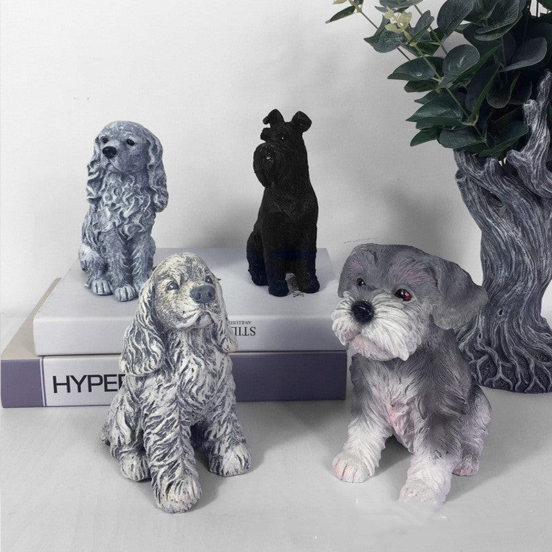 Cute Realistic Dog Ornaments, Pastoral Style Resin Desktop Decoration for Living Room & Home Display