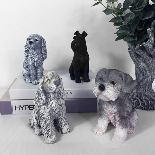 Cute Realistic Dog Ornaments, Pastoral Style Resin Desktop Decoration for Living Room & Home Display