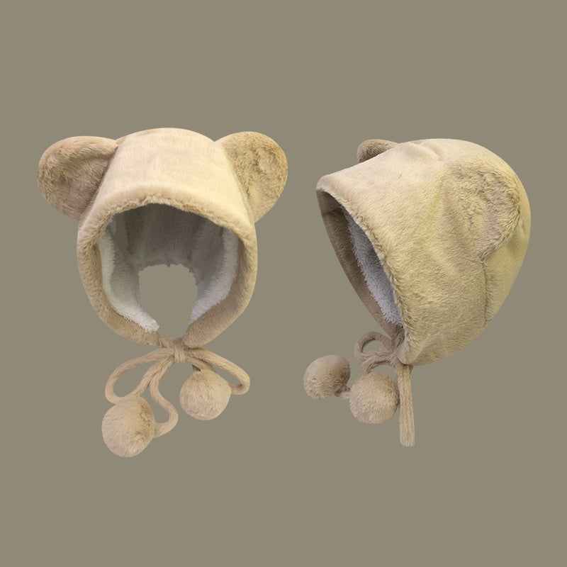 Sweet & Cozy: Cute Khaki Ears Plush Hat (Warm, Versatile, Cartoon Style).