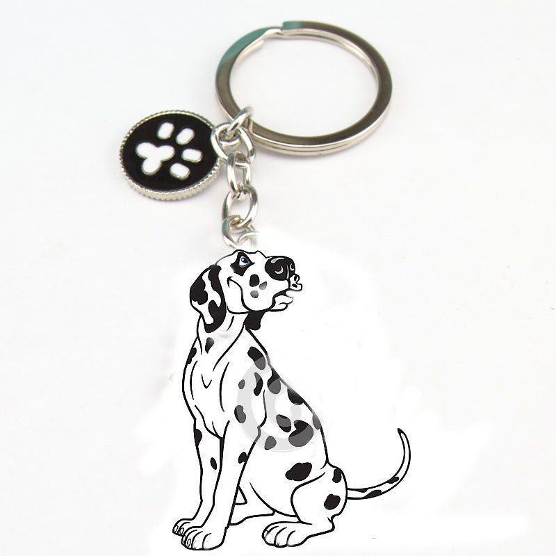 Dog Car Keychain, Zinc Alloy Animal Key Ring with Chrome Plating