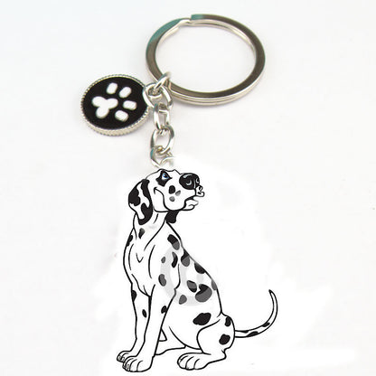 Dog Car Keychain, Zinc Alloy Animal Key Ring with Chrome Plating