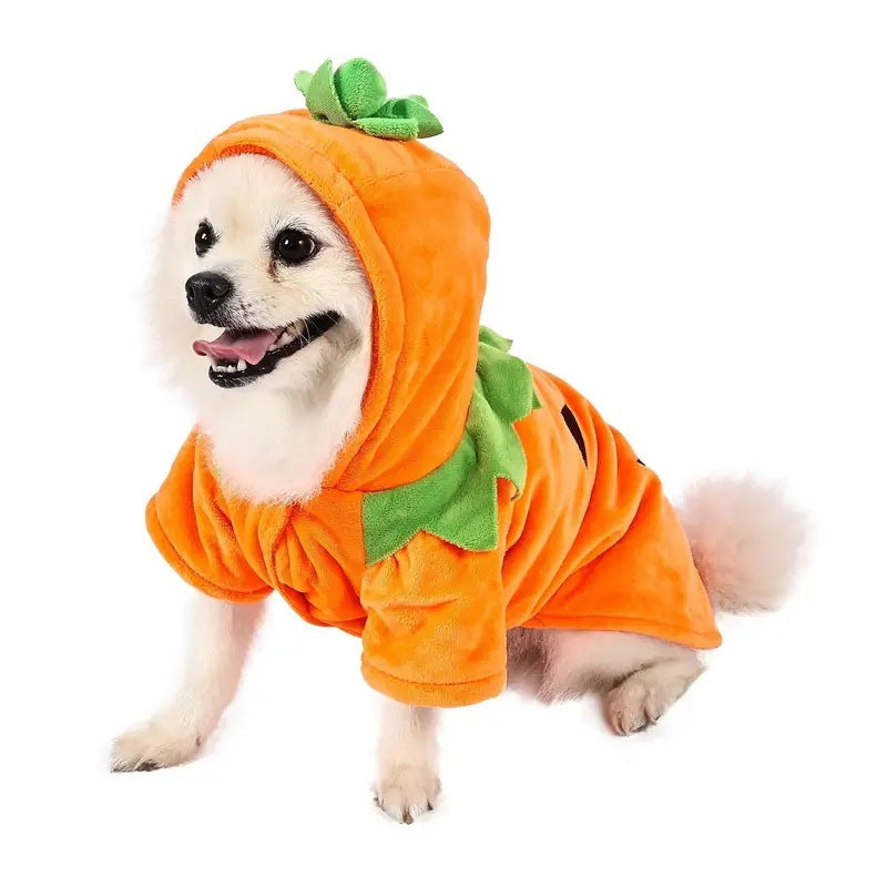 Dog Hoodie, Cute Funny Halloween Pumpkin Cosplay Costume | Warm Fleece Puppy Clothes