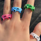 Vintage Vibe: Trendy Broadside Geometric Frog Resin Ring (Multiple Colors).