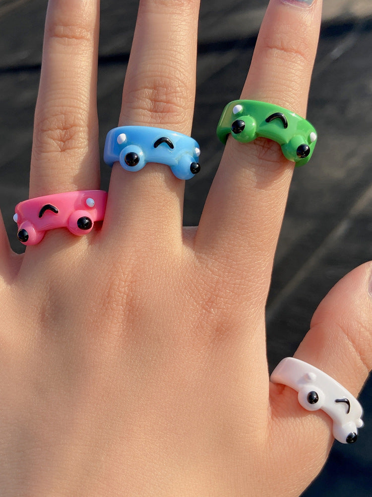 Vintage Vibe: Trendy Broadside Geometric Frog Resin Ring (Multiple Colors).