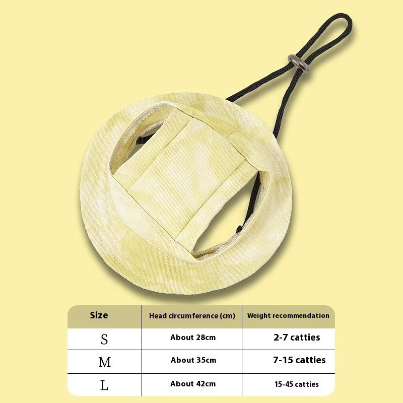 Cute Exposed-Ear Bucket Hat for Pets, Breathable Summer Hat for Cats & Dogs