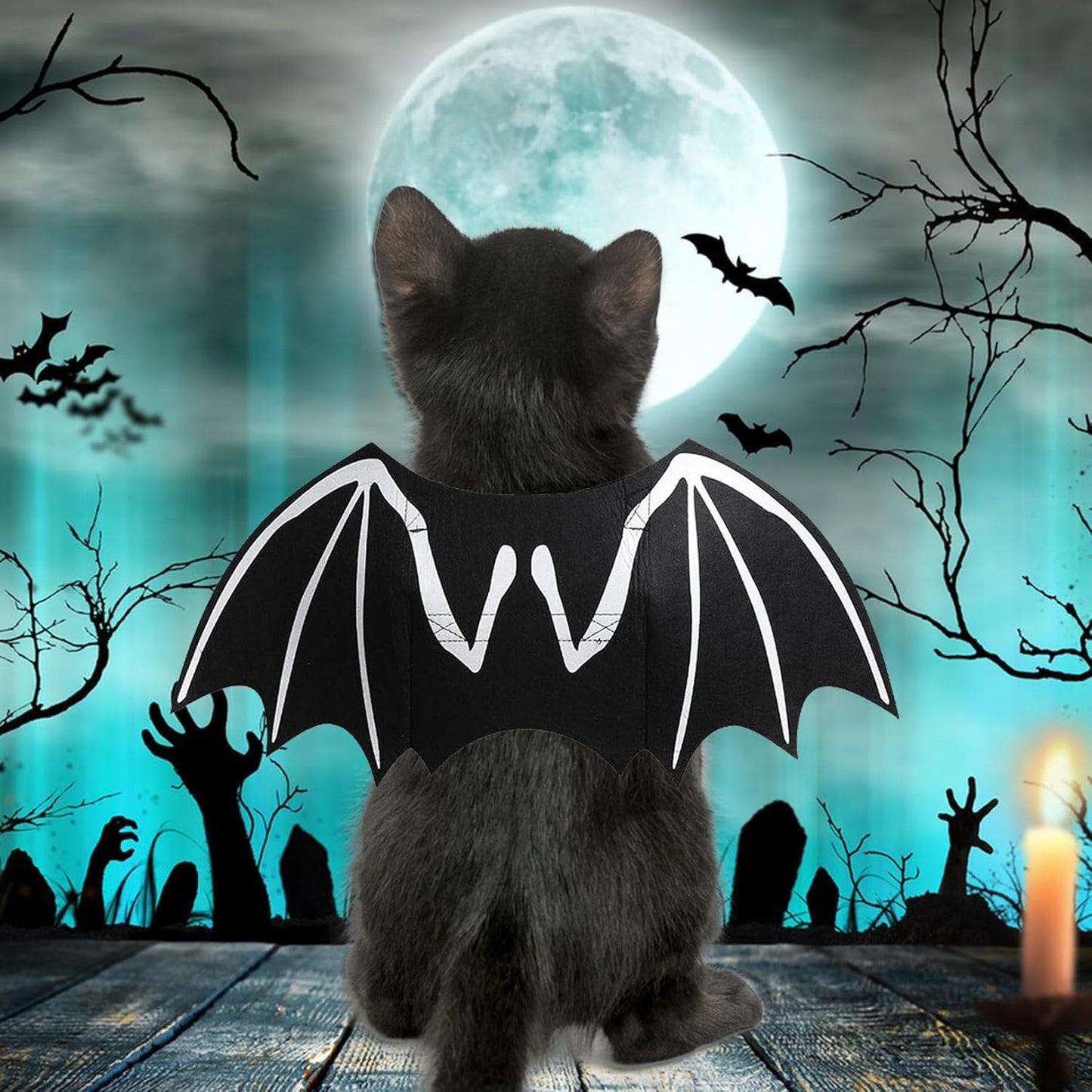 Halloween Luminous Skeleton Bat Wings Costume for Dogs & Cats, Adjustable Cosplay Outfit (S–L)