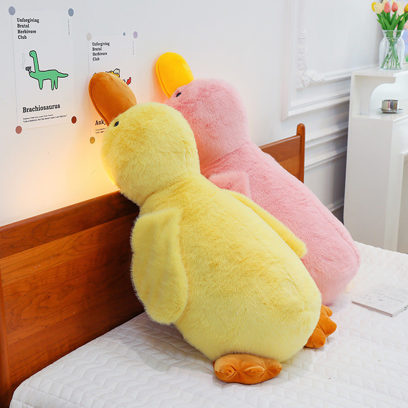 Cute Little Yellow Duck Sleeping Pillow – Soft Lying Duck Plush Doll for Cozy Sleep