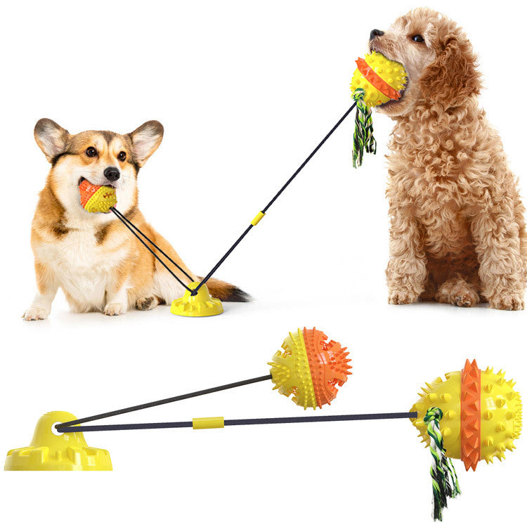 Powerful Sucker Dog Toy, Interactive TPR Suction Cup Tug & Vocal Ball Toy for Active Dogs