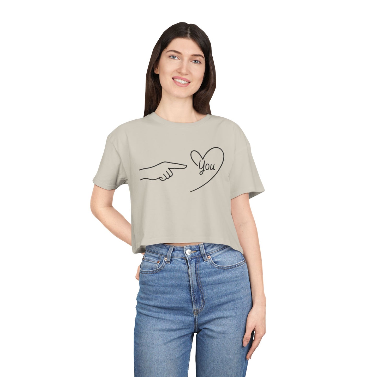 Minimal Line Art "You" Heart Pointing Design - Cute Valentine's Casual Top