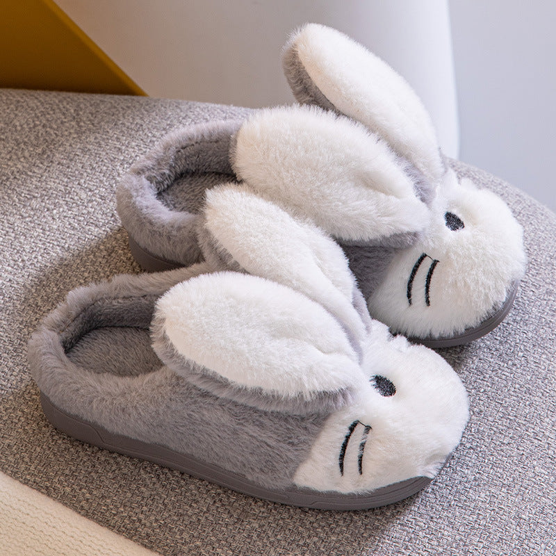 Bunny Fleece Soft Bottom Furry Slippers, Cozy Plush Indoor Footwear