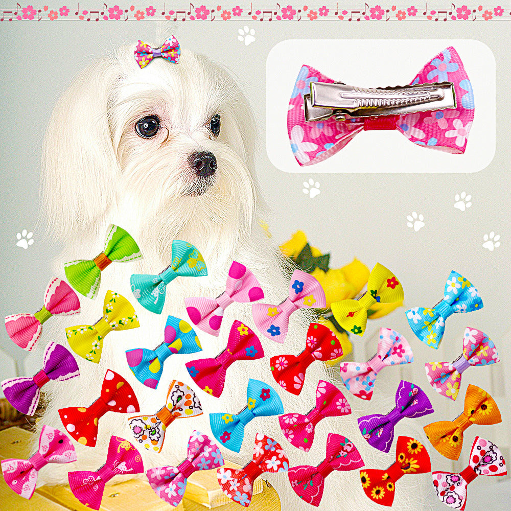 Pet Hairpin Bow Headflower, Cute Dog & Cat Headwear Ornaments (50 PCS Set)