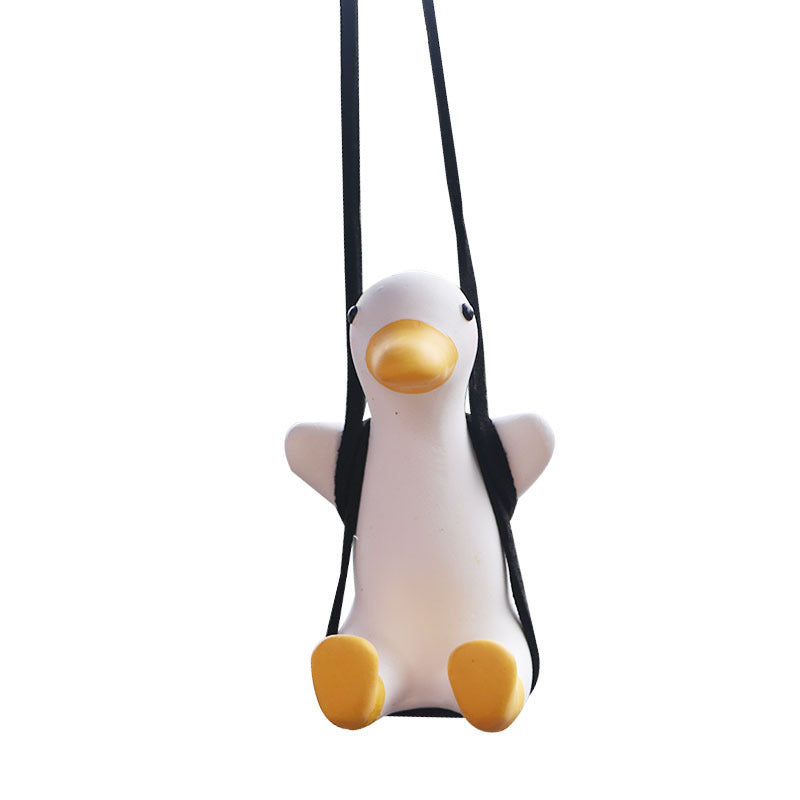 Scented Swing: Cute Cartoon Duck Car Diffuser Pendant Auto Rearview Mirror Ornament.