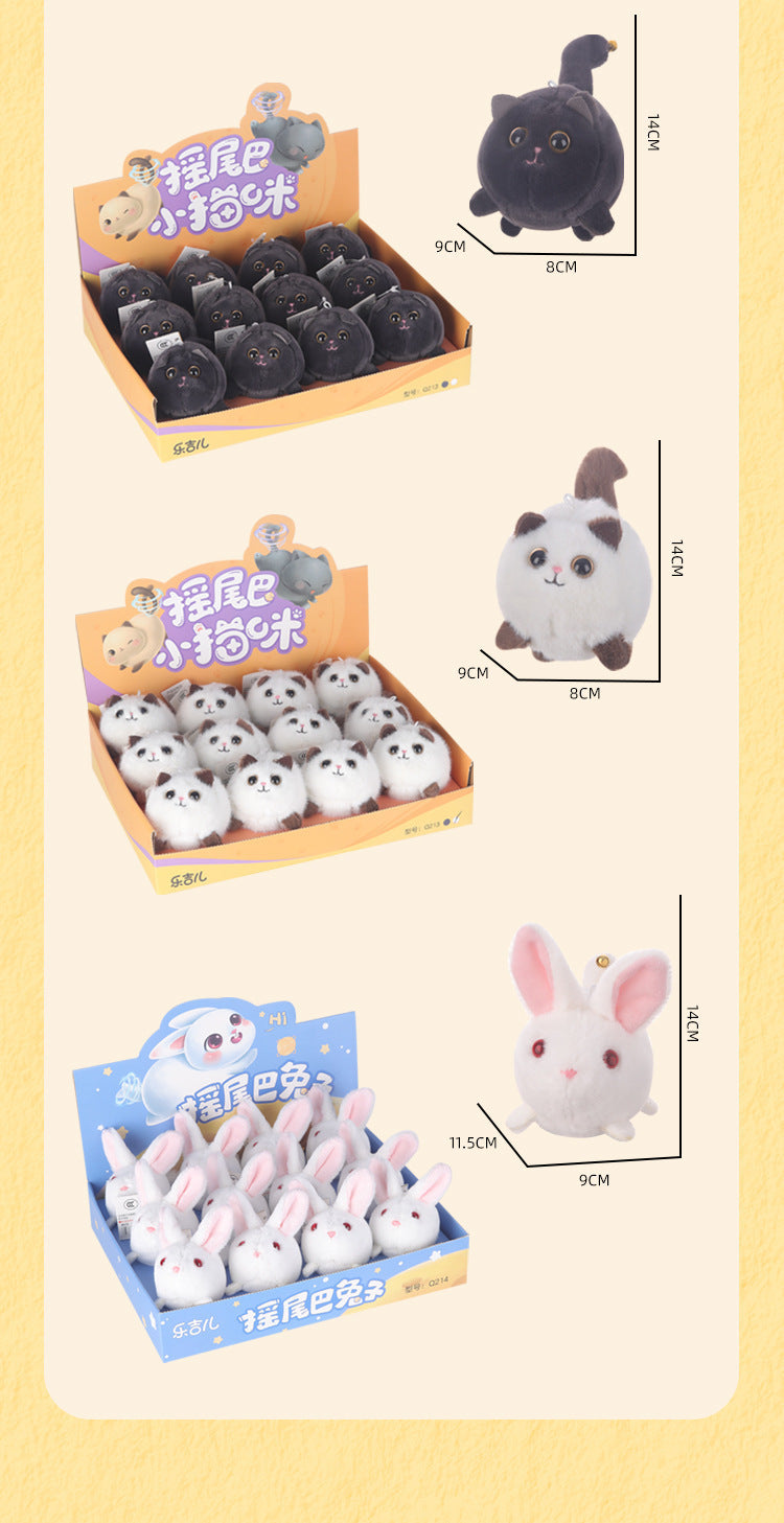 Wagging Wonders: Plush Drawstring Toys (Tail-Shaking Cat & Little Bunny).