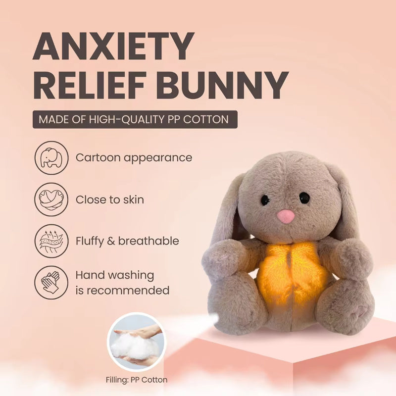 Newborn Comfort: Breathing Rabbit Sensory Plush Toy with Music, Lights, and Rhythmic Motion ($\mathbf{32\text{cm}}$).