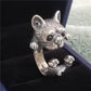 Dog Shaped Ring, Retro Alloy Animal Ring with Precious Stone Inlay