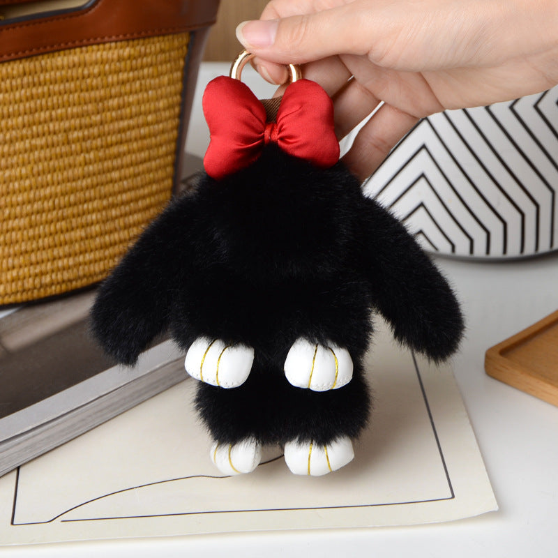 Cartoon Plush Bunny Keychain, Cute 13cm Rabbit Pendant with Bowknot