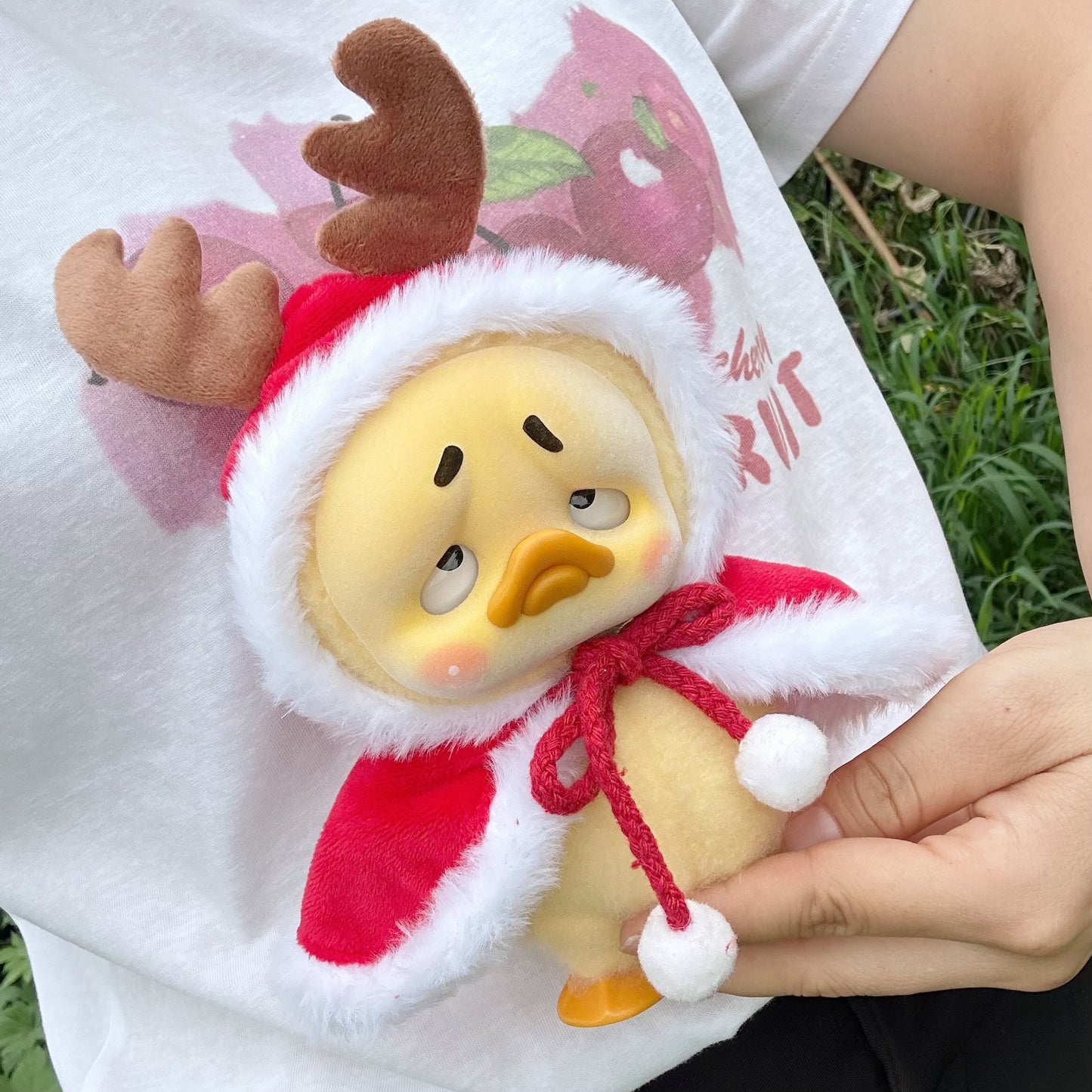 Annoying Duck Doll Clothes – Christmas Antler Cloak Outfit for 15cm Plush Toys