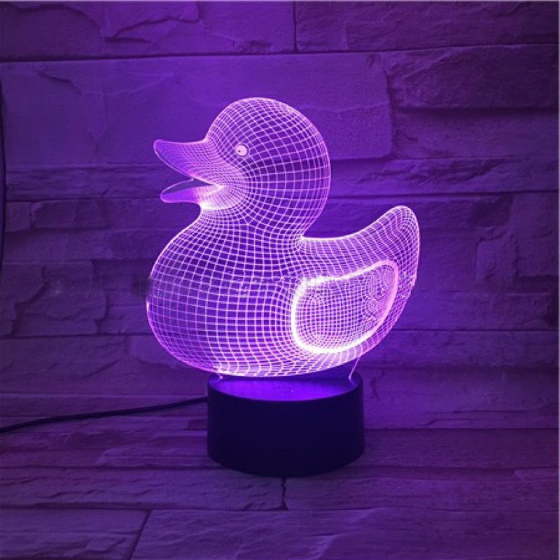 Little Yellow Duck 3D Night Light – Creative Cartoon Table Lamp with Touch & Remote Control