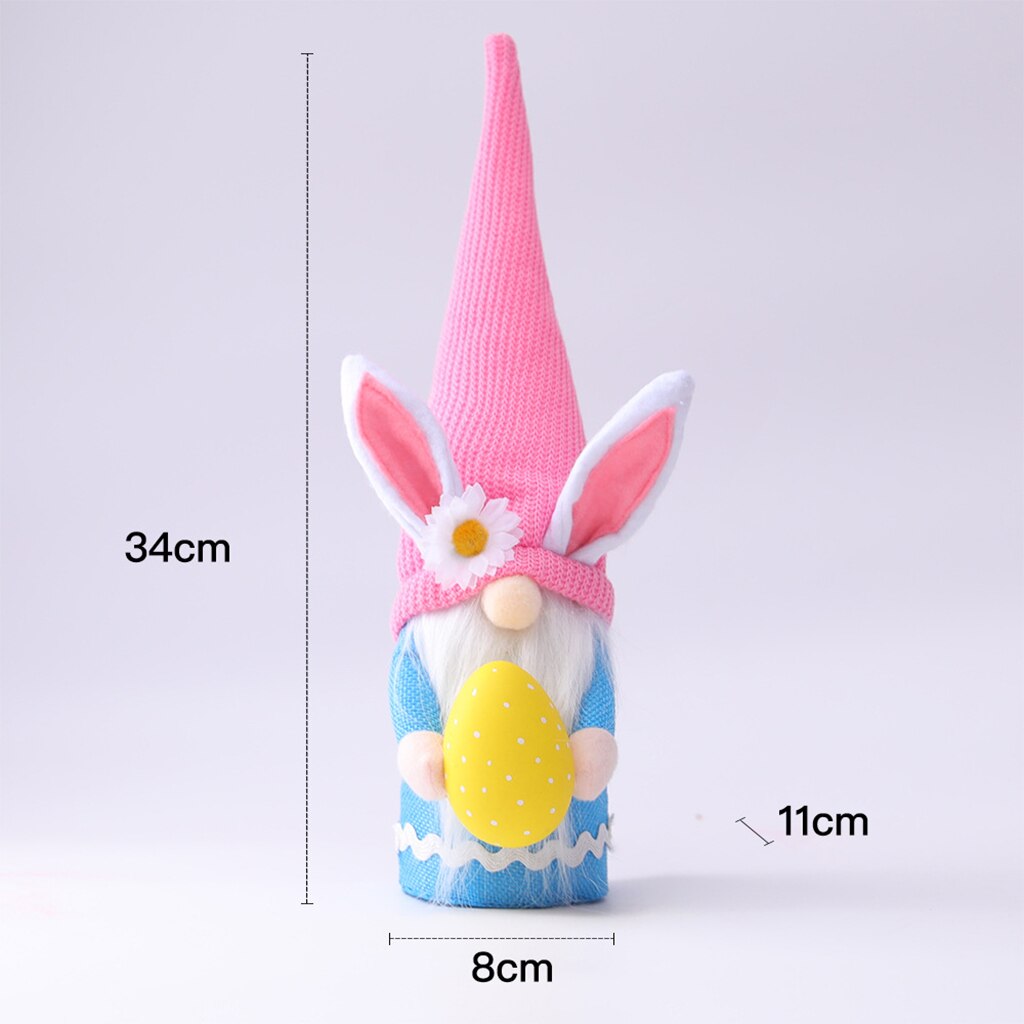 Easter Bunny Hugging Egg Doll, Long Hat Colorful Plush Decoration