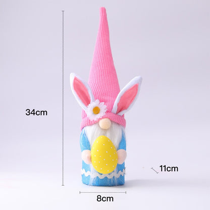 Easter Bunny Hugging Egg Doll, Long Hat Colorful Plush Decoration
