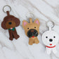 Fashion Simple Dog Modeling Handmade Leather Keychain