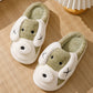 Cute Cartoon Dog Plush Slippers, Winter Warm Non-slip Indoor Thick Bottom House Shoes