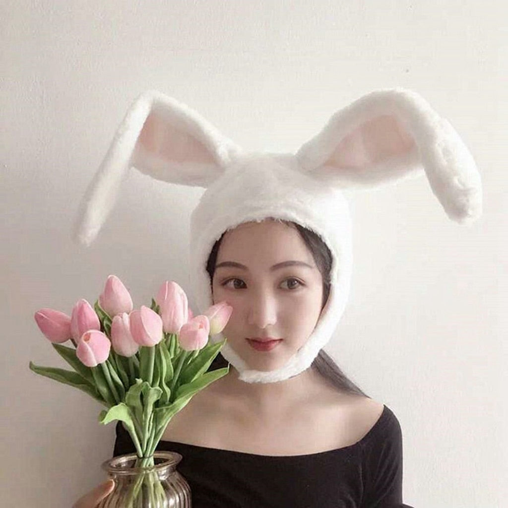 Cute Plush Bunny Ears Hat, Earflap Cap & Head Warmer for Girls, Teens & Women