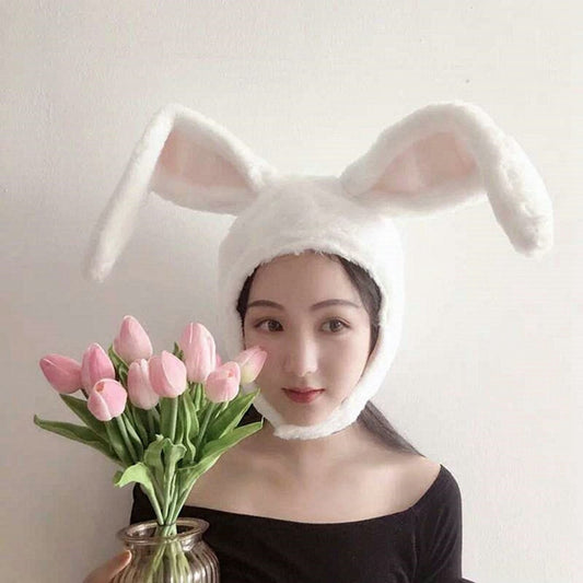 Cute Plush Bunny Ears Hat, Earflap Cap & Head Warmer for Girls, Teens & Women