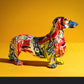 Resin Dog Ornaments, Abstract Art Dog Figurine for Modern Home Décor