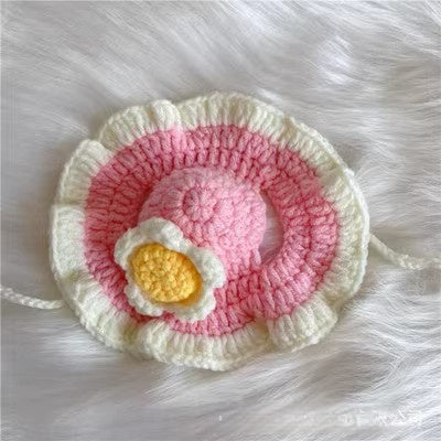 Hand-Crocheted Pet Knitted Hat, Funny INS-Style Wool Headgear for Cats & Dogs
