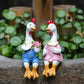 Pastoral Charm: Outdoor Garden Resin Chicken Ornaments (Reading Couples & Roses).