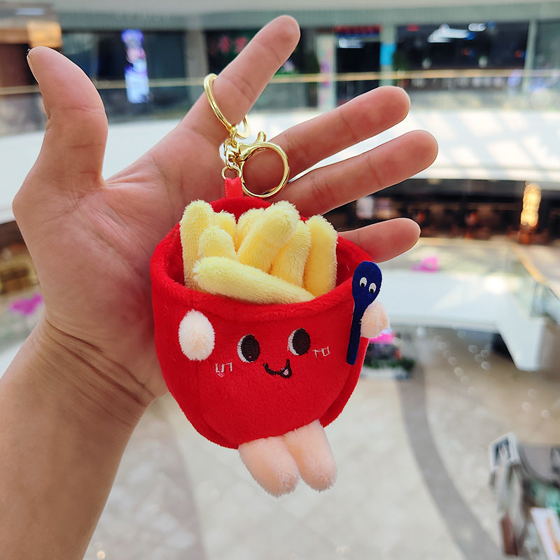 Cartoon Plush Hamburger, Fries, Hot Dog & Chicken Leg Keychain – Cute Food Plush Pendant