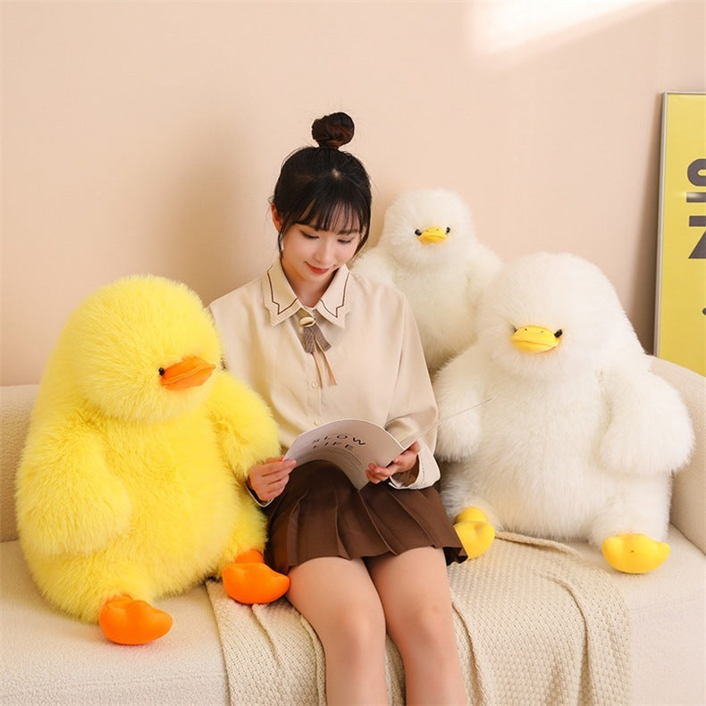 Cute Pier Duck Fluffy Big Doll – Soft Giant Plush Toy in White & Yellow