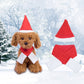 New Dog Christmas Hat & Scarf Set, Red Fleece Pet Holiday Clothing