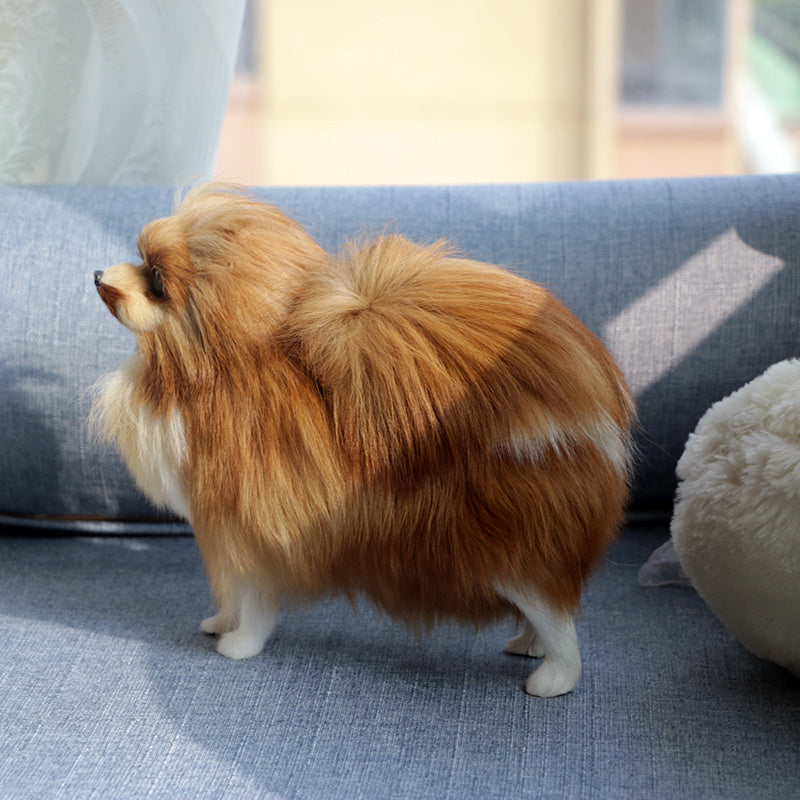 Lifelike Loyalty: Simulation Pomeranian Dog Plush Doll ($\mathbf{22\text{cm}}$ Leather Wool).