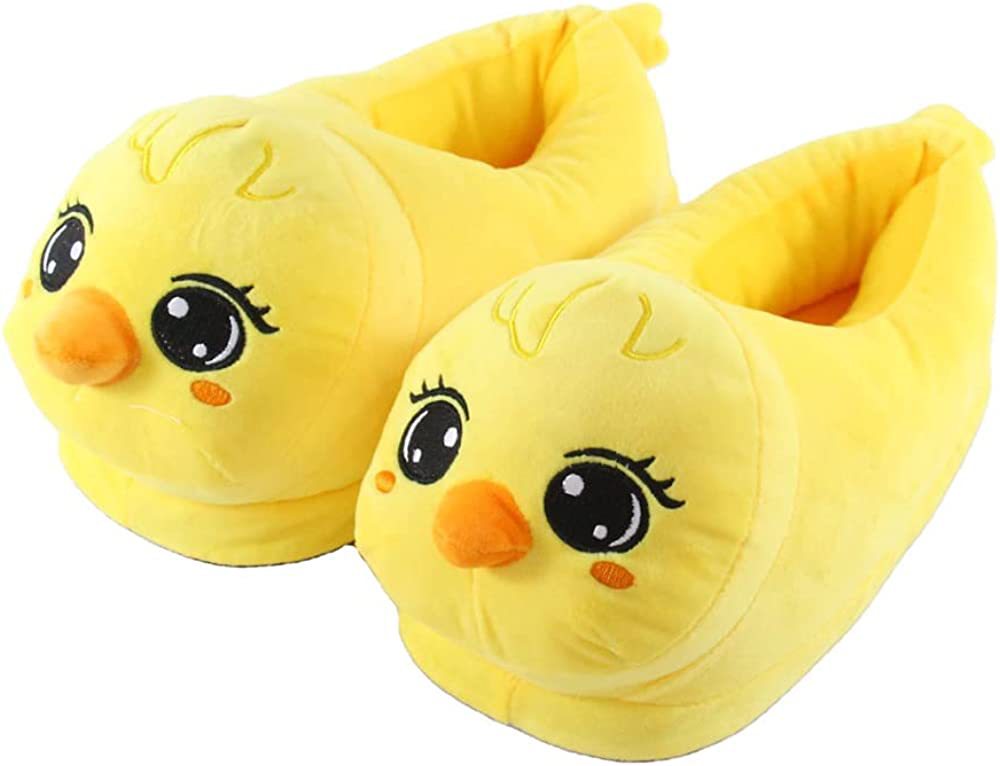 Men’s Rabbit & Chicken Cotton Slippers, Soft Indoor Animal Plush Home Shoes