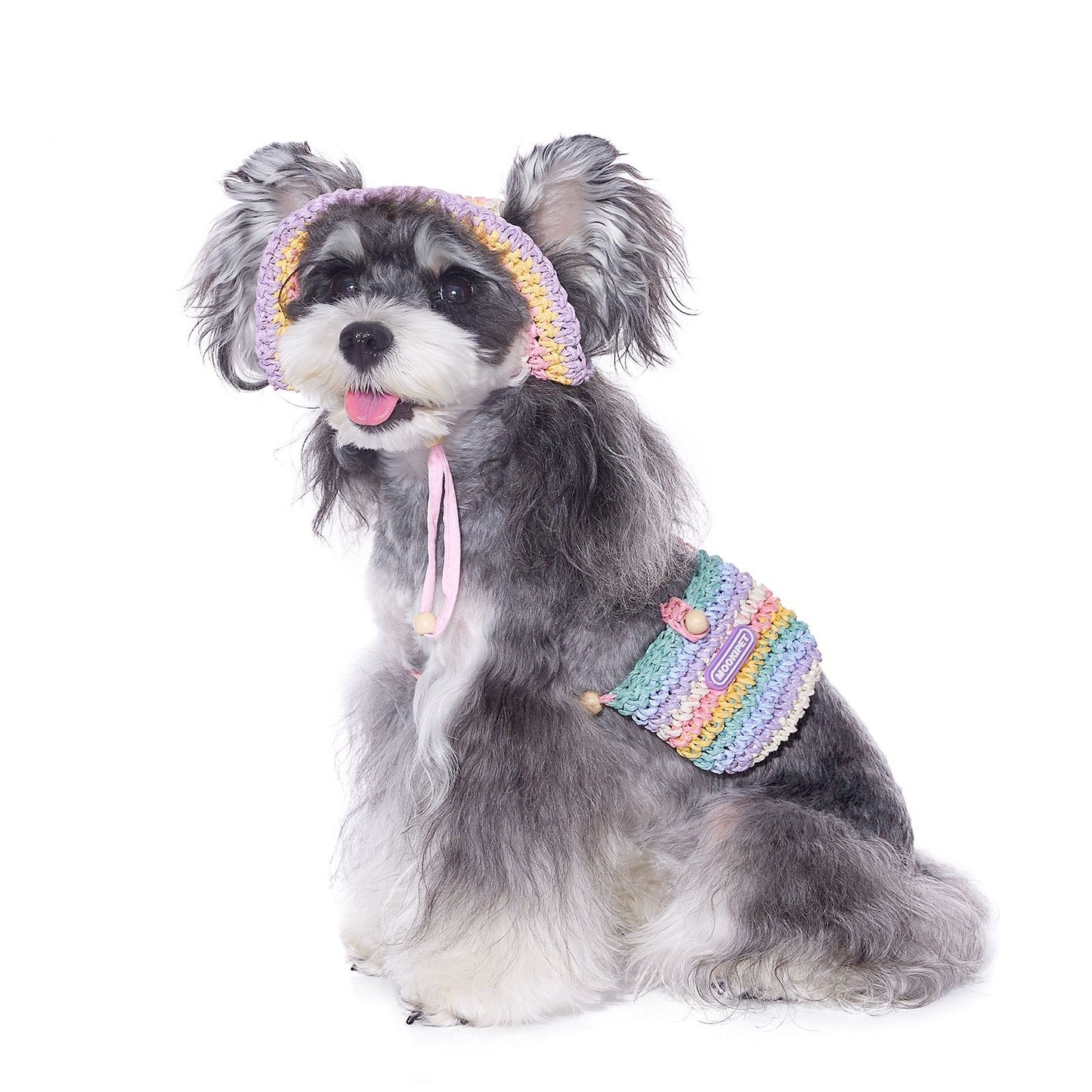 Woven Pet Sun Hat Bag, Summer Vacation-Style Travel Accessory for Small Dogs & Cats