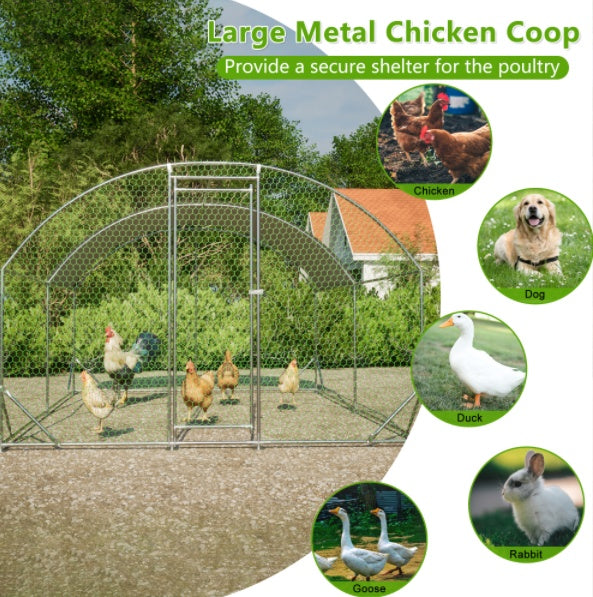 10×13 ft Dome Metal Chicken Coop – Heavy-Duty Outdoor Enclosure with Waterproof Tarp
